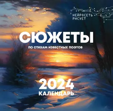 Сюжеты по стихам известных поэтов. Нейросеть рисует. Календарь на 2024 год обложка книги