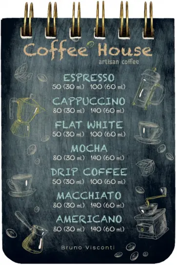 Блокнот Coffeе House-2, А7, 100 листов, линия обложка книги