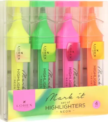 Набор текстовых маркеров, неон, 4 штуки обложка книги