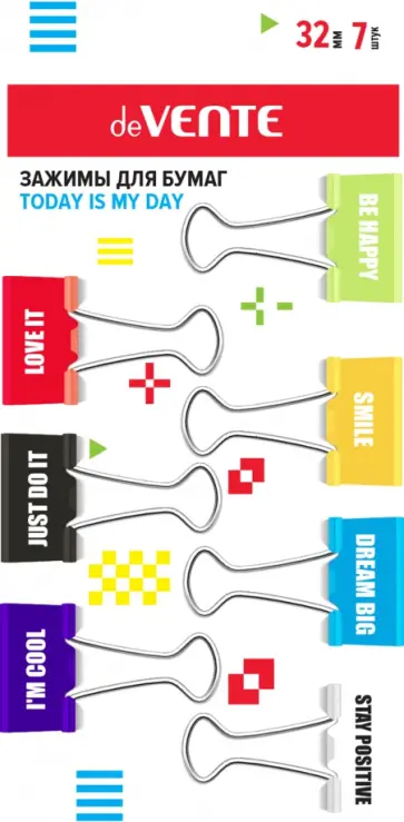 Зажим для бумаг Today Is My Day, 7 шт обложка книги