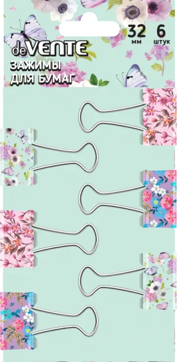 Зажим для бумаг Flowers, 6 шт Зажим для бумаг Flowers, 6 шт обложка книги