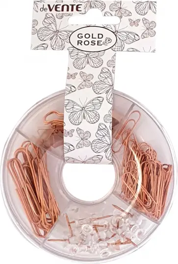 Набор канцелярский Gold Rose. Скрепки, кнопки, зажимы обложка книги