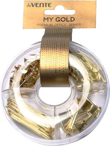Набор канцелярский My Gold. Скрепки, кнопки, зажимы обложка книги