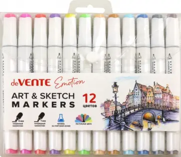 Набор маркеров для скетчинга Emotion, пастельные, 12 цветов обложка книги