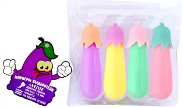 Набор маркеров-выделителей Баклажаны, 4 цвета обложка книги