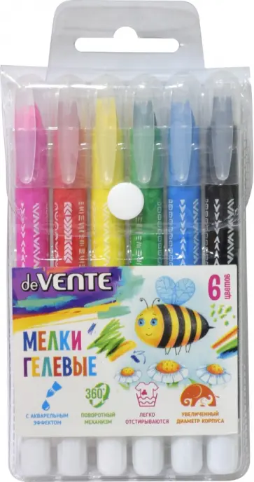 Мелки гелевые акварельные, 6 цветов обложка книги