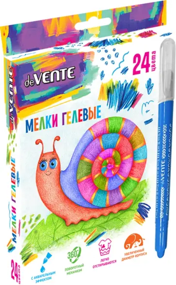 Мелки гелевые акварельные, 24 цвета обложка книги