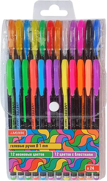 Набор ручек гелевых Neon Black, 24 цвета Набор ручек гелевых Neon Black, 24 цвета обложка книги