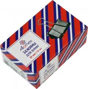 Зажим для бумаг, 32 мм, 12 шт обложка книги