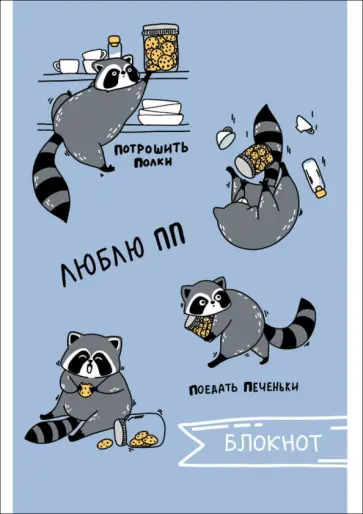 Блокнот Вредный енот, А6, 40 листов, клетка обложка книги