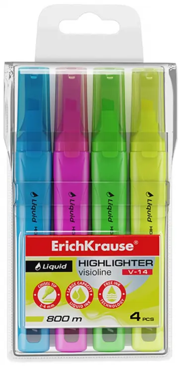 Набор текстмаркеров Liquid Visioline Neon, 4 шт. обложка книги