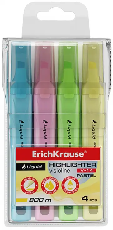 Набор текстмаркеров Liquid Visioline Pastel, 4 шт. обложка книги