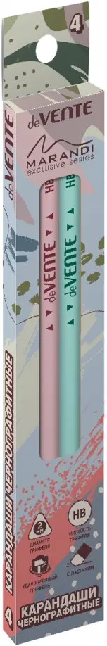 Карандаши чернографитные Marandi,  с ластиком, HB, 4 штуки обложка книги