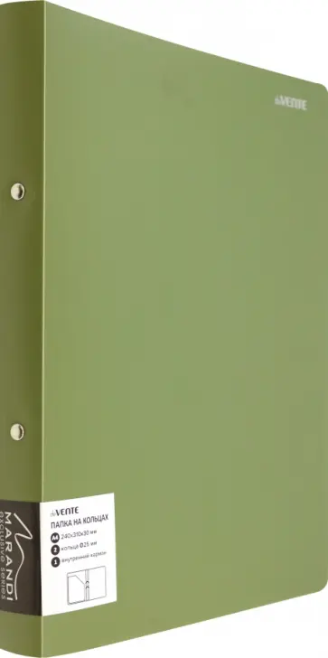 Папка на кольцах Marandi, A4, фисташковая обложка книги