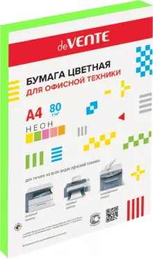 Бумага цветная для принтера, неоново-зеленая, A4, 100 листов