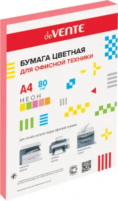 Бумага цветная для принтера, неоново-розовая, A4, 100 листов обложка книги