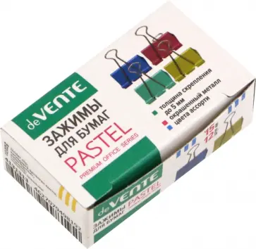 Зажимы для бумаг Pastel, 15 мм, 12 шт обложка книги