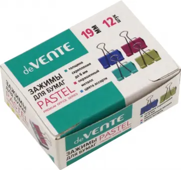 Зажимы для бумаг Pastel, 19 мм, 12 шт обложка книги