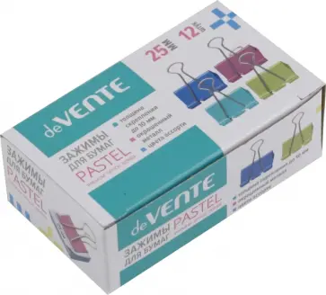 Зажимы для бумаг Pastel, 25 мм, 12 шт обложка книги