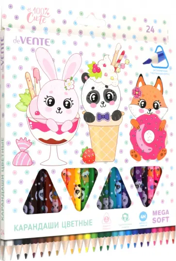 Карандаши цветные 100% Cute, 24 цвета обложка книги