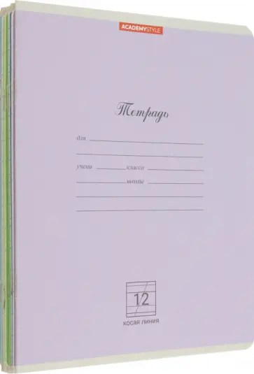 Комплект тетрадей, 12 листов, косая линия, 10 штук обложка книги