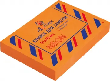 Блок для записей самоклеющийся, неоновый оранжевый, 100 листов обложка книги