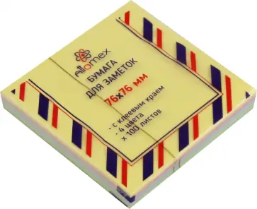 Блок для записей самоклеящийся, 4 пастельных цвета, 100 листов обложка книги