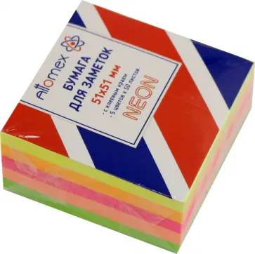Блок для записей самоклеющийся, 5 неоновых цветов, 250 листов обложка книги