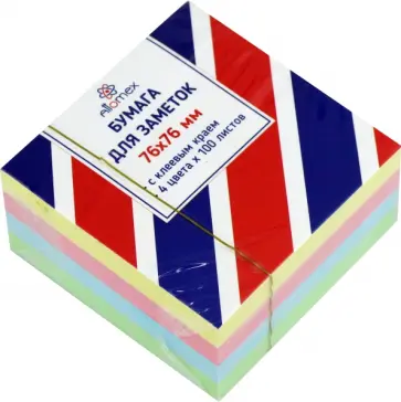 Блок для записей самоклеящийся, 4 пастельных цвета, 400 листов обложка книги