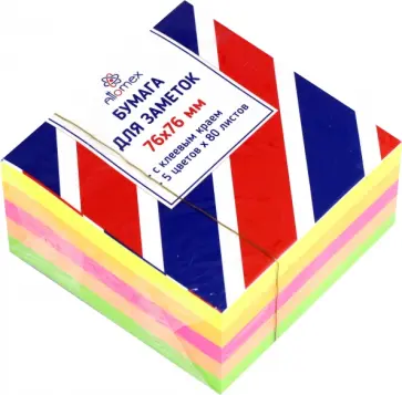 Блок для записей самоклеющийся, 5 неоновых цветов, 400 листов обложка книги