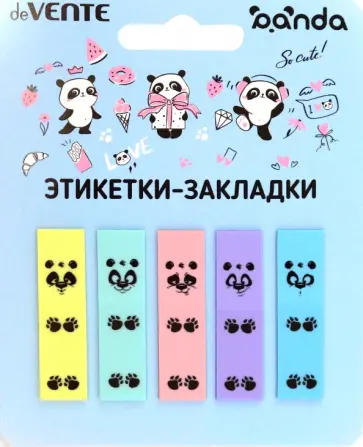 Этикетки-закладки Panda, 5 дизайнов обложка книги