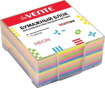 Блок бумажный для записей, 5 неоновых цветов, 400 листов обложка книги