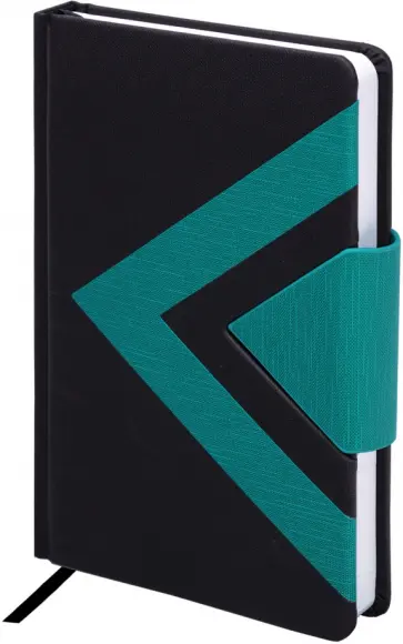 Ежедневник недатированный Waves, черный/бирюзовый, А5, 160 листов обложка книги