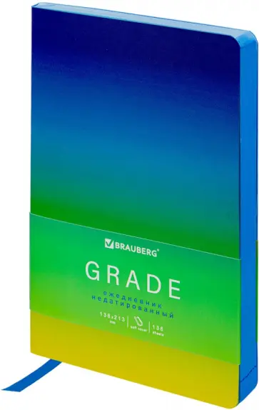 Ежедневник недатированный Grade, сине-зеленый, А5, 136 листов обложка книги