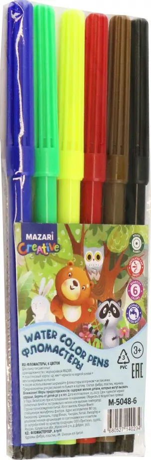 Фломастеры Веселые животные, 6 цветов Фломастеры Веселые животные, 6 цветов обложка книги