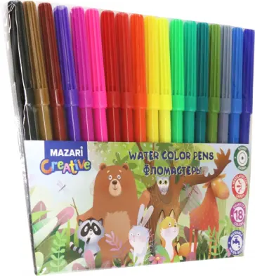 Фломастеры Веселые животные, 18 цветов обложка книги