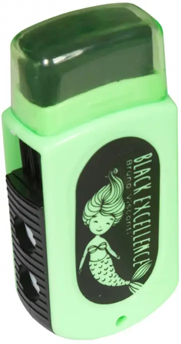 Точилка Black Excellence, с контейнером и щеткой, 2 отверстия, в ассортименте обложка книги