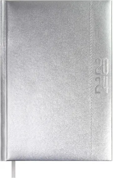 Ежедневник датированный на 2024 год Плонже металлик, серебряный, А5, 176 листов обложка книги