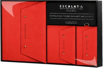 Ежедневник недатированный + чехол для паспорта + ключница Тиволи, набор красный обложка книги