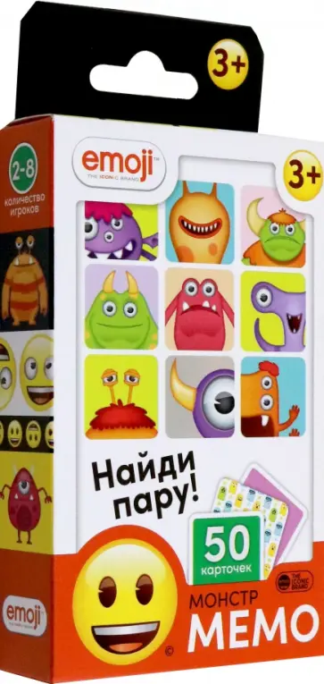 Настольная игра Эмоджи. Мемо. Монстры, черная обложка книги