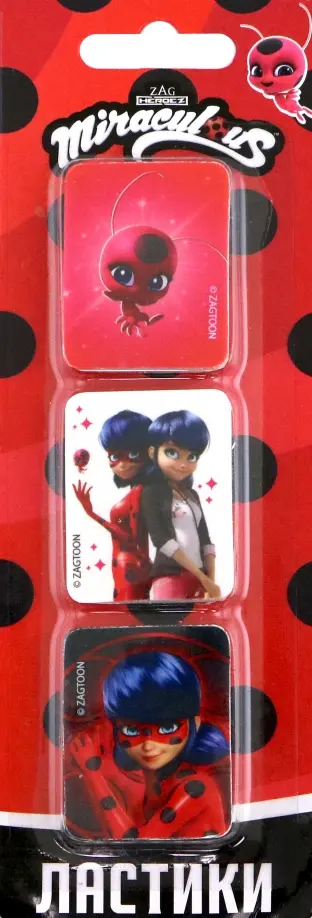 Набор ластиков Леди Баг, 3 шт. обложка книги