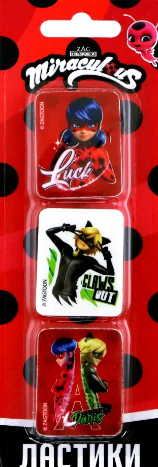 Набор ластиков Леди Баг, 3 шт. обложка книги