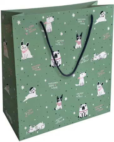 Пакет подарочный Pets, зеленый обложка книги