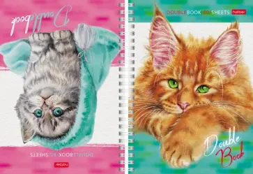 Тетрадь-перевертыш Эти заМУРчательные кошки, 80 листов, А5, клетка обложка книги