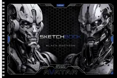 Скетчбук Аватар, 20 листов, А4, черная бумага обложка книги