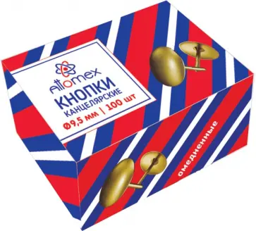 Кнопки канцелярские, омедненные, 100 шт обложка книги