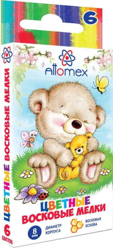 Мелки школьные восковые, 6 цветов обложка книги