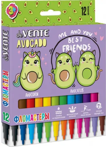 Фломастеры Avocado, 12 цветов обложка книги