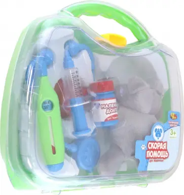 Игровой набор Маленький доктор. Скорая помощь для животных с чемоданчиком и плюшевой кошечкой обложка книги