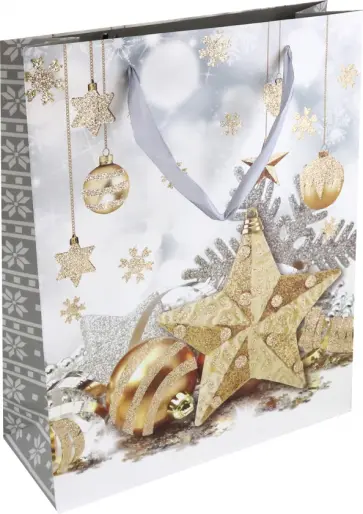 Пакет подарочный Новогодний шик, в ассортименте обложка книги